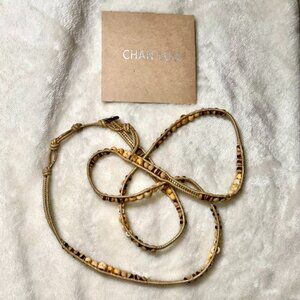 🦴 CHAN LUU Skull Wrap Bracelet – Ivory Stone & Gold